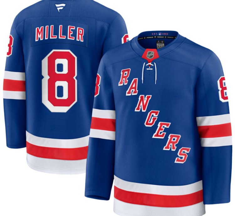 Mens Jt Miller Jersey 8 New York Rangers All Stitched Blue
