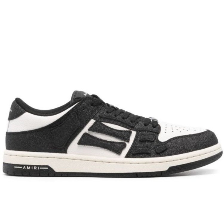 Amiri Shimmer Skel Leather Glitter Sneakers Black White Men
