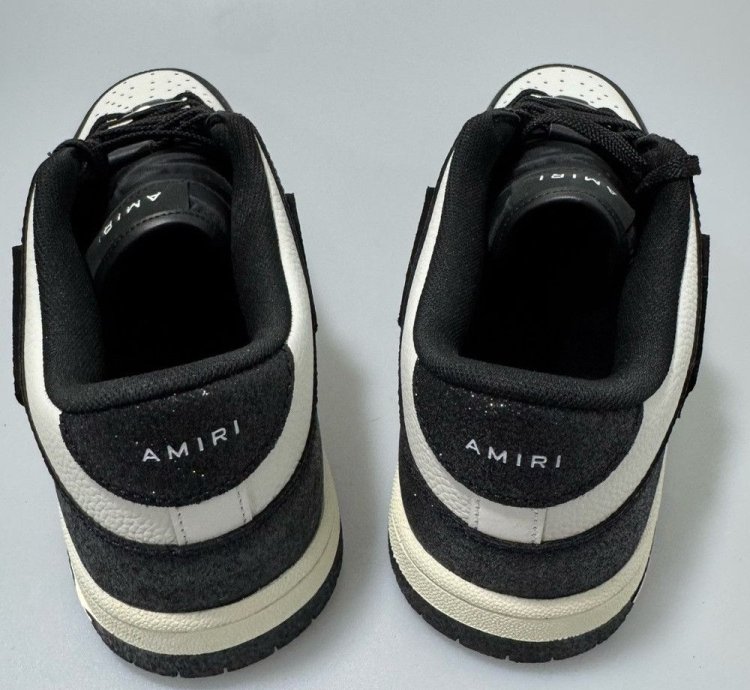 Amiri Shimmer Skel Leather Glitter Sneakers Black White Men