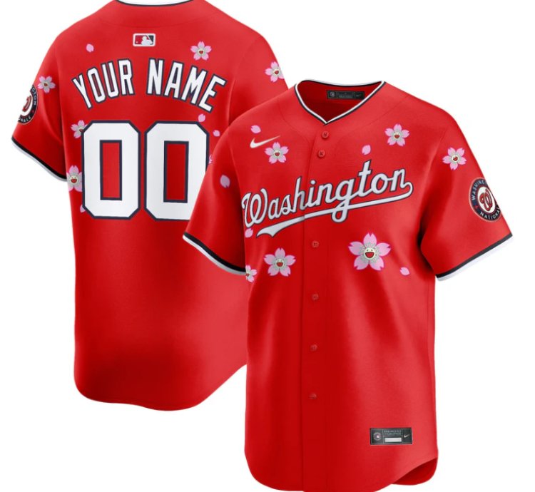 Custom Washington Nationals Jersey Name Number Cherry Blossom Vapor Premier Limited Stitched Red