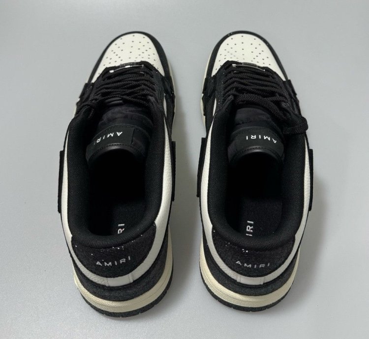 Amiri Shimmer Skel Leather Glitter Sneakers Black White Men
