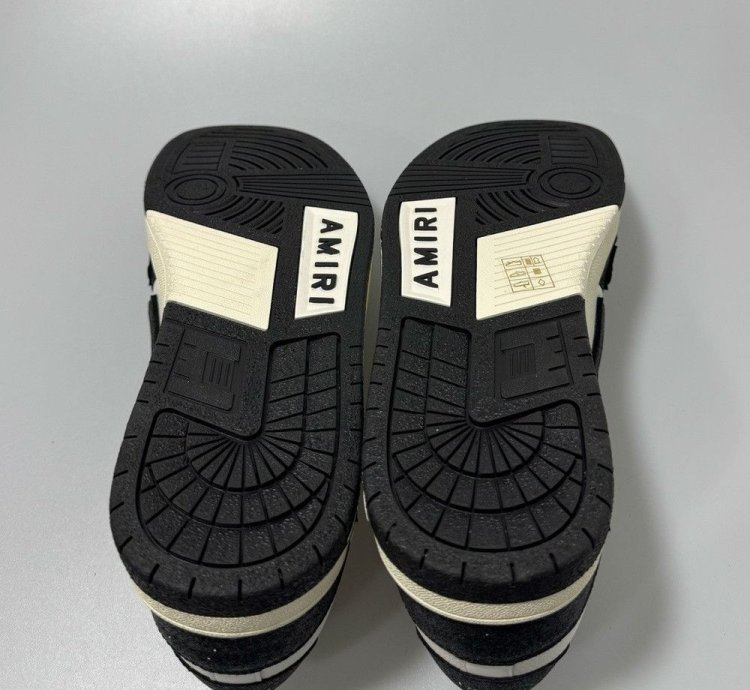 Amiri Shimmer Skel Leather Glitter Sneakers Black White Men