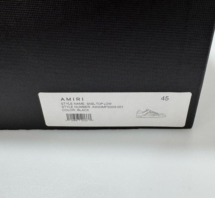 Amiri Shimmer Skel Leather Glitter Sneakers Black White Men