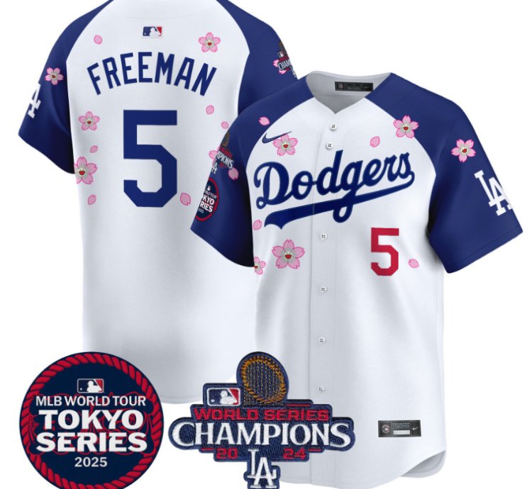 Freddie Freeman Jersey 5 Dodgers Tokyo Series 2025 World Series Champions Patch Alternate