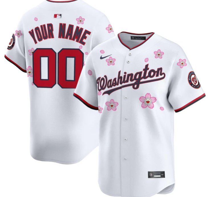 Custom Washington Nationals Jersey Name Number Cherry Blossom Vapor Premier Limited Stitched White