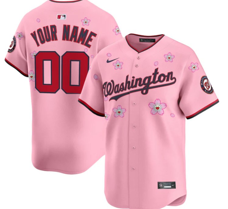 Custom Washington Nationals Jersey Name Number Cherry Blossom Vapor Premier Limited Stitched