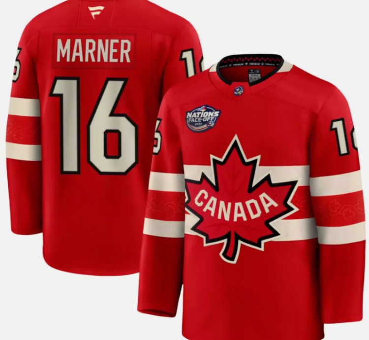 Mens Mitchell Marner Jersey 16 Red 2025 4 Nations Face-off Stitched