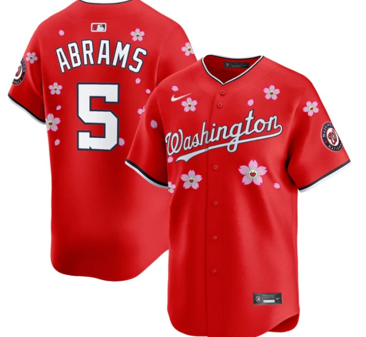 Cj Abrams Jersey 5 Washington Nationals Cherry Blossom Vapor Premier Limited Stitched Red