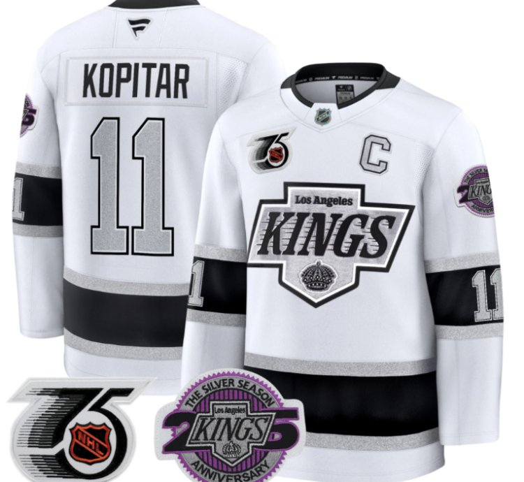 Men Anze Kopitar Jersey 11 Los Angeles Kings 91-92 75th 25th Anniversary White