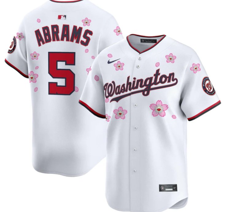 Cj Abrams Jersey 5 Washington Nationals Cherry Blossom Vapor Premier Limited Stitched White