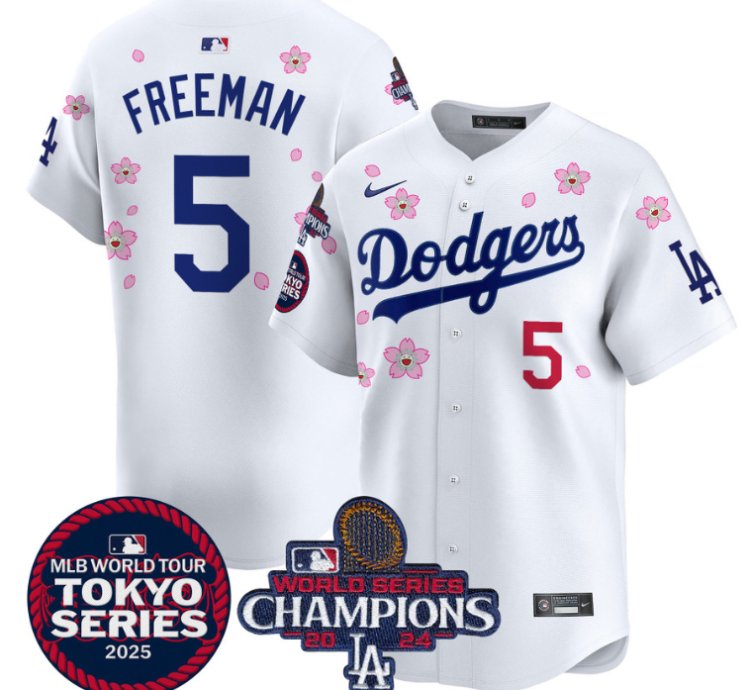 Freddie Freeman Jersey 5 Dodgers Tokyo Series 2025 World Series Champions Patch White