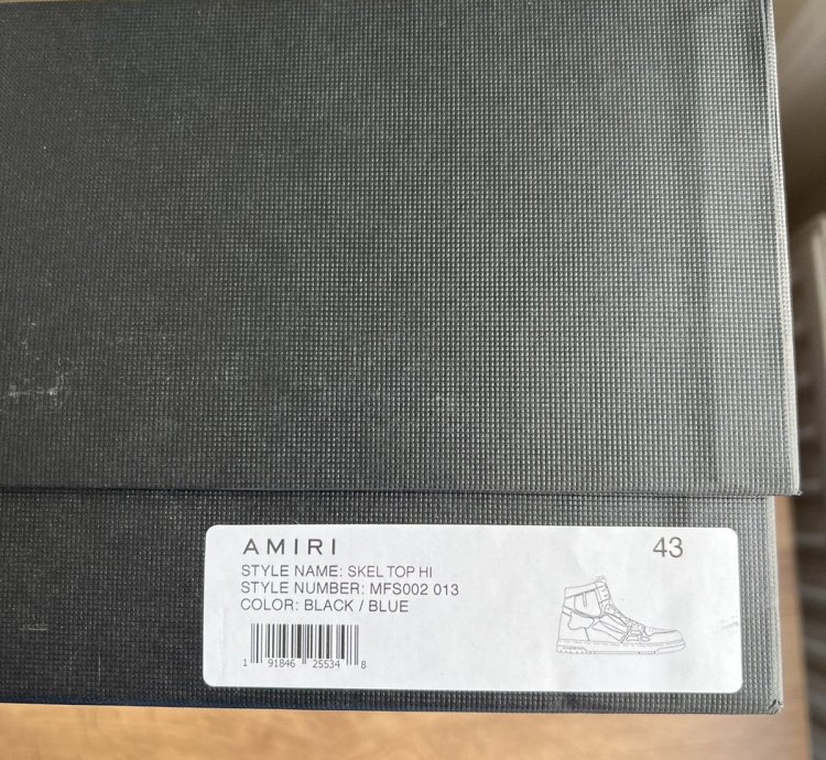 Amiri Skel High Sneaker Black Blue Size 43