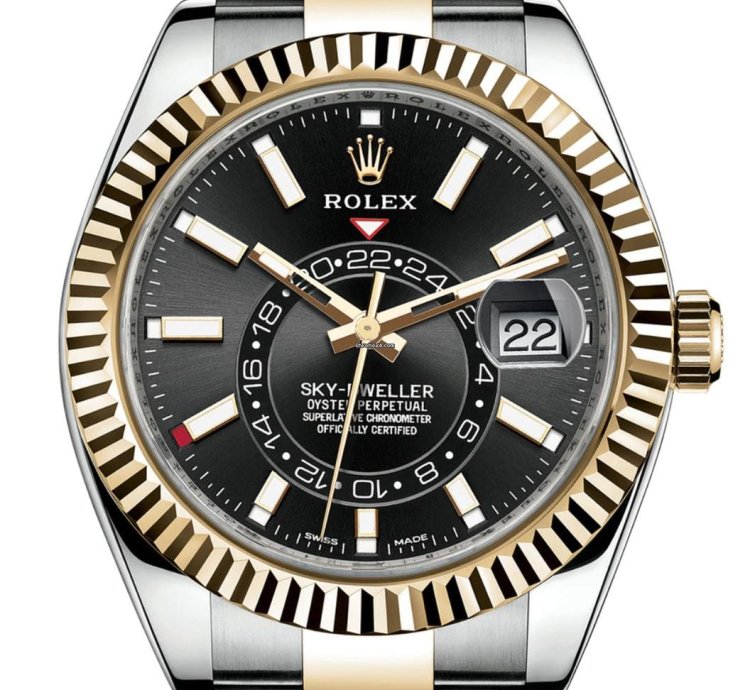 Rolex Sky-dweller 326933 Sky-dweller Yellow Gold Ss Black Dial Oyster Bracelets 42mm