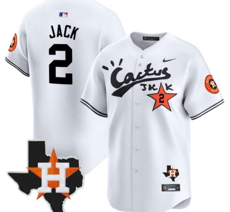 Jack 2 Houston Astros Cactus Jack Houston Patch Limited Jersey White