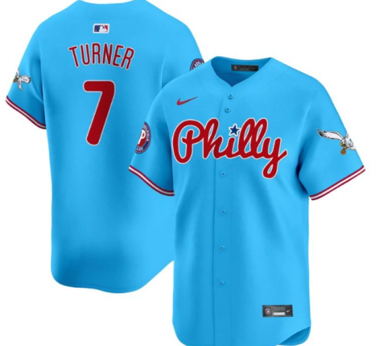 Trea Turner Jersey 7 Phillies And Eagles Vapor Premier Limited Stitched Light Blue