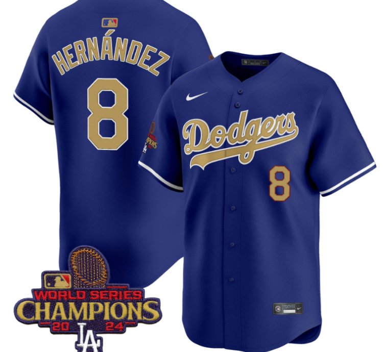 Kike Hernandez Jersey 8 Dodgers 2025 Gold Vapor Premier Stitched Royal