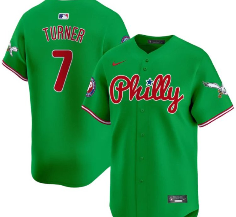 Trea Turner Jersey 7 Phillies And Eagles Vapor Premier Limited Stitched Green