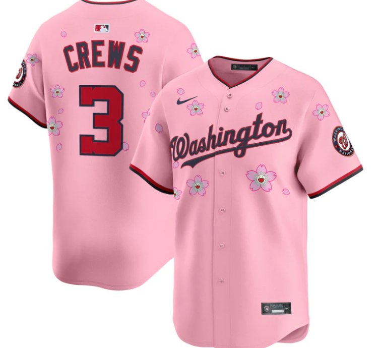 Dylan Crews Jersey 3 Washington Nationals Cherry Blossom Vapor Premier Limited Stitched