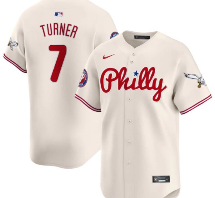 Trea Turner Jersey 7 Phillies And Eagles Vapor Premier Limited Stitched Cream