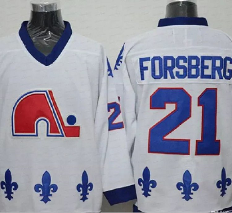 Mens Vintage Peter Forsberg Jersey 21 Quebec Nordiques Stitched White