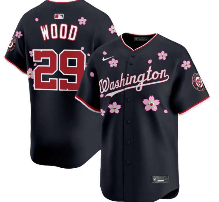 James Wood Jersey 29 Washington Nationals Cherry Blossom Vapor Premier Limited Stitched Navy