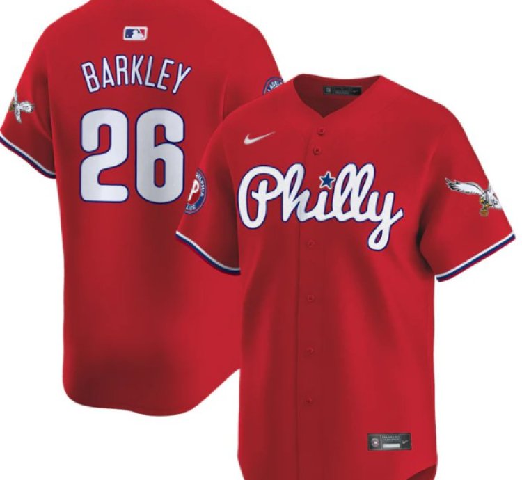 Saquon Barkley Jersey 26 Phillies And Eagles Vapor Premier Limited Stitched Red