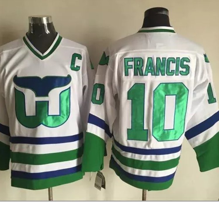 Mens Vintage Ron Francis Jersey 10 Hartford Whalers Stitched White
