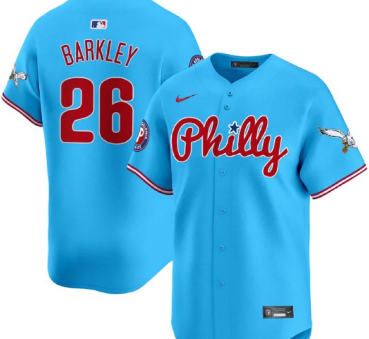 Saquon Barkley Jersey 26 Phillies And Eagles Vapor Premier Limited Stitched Light Blue