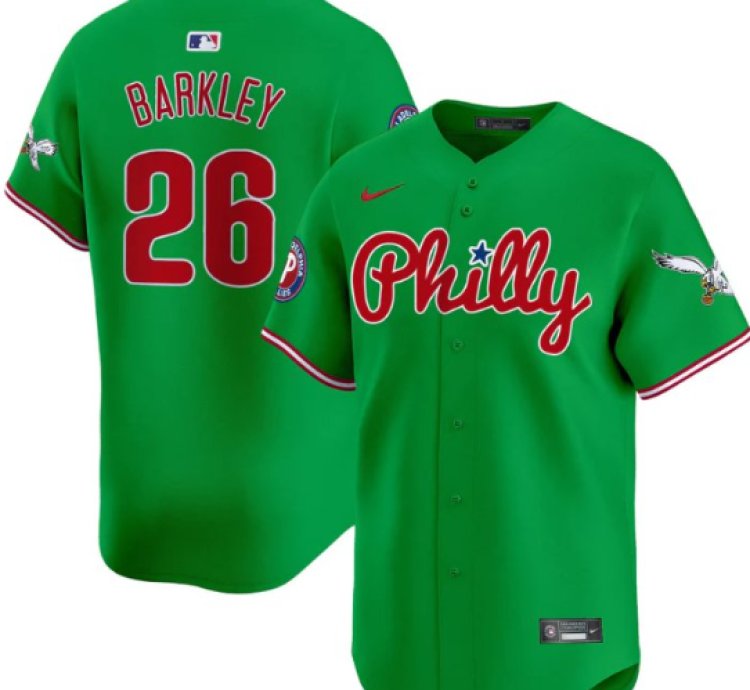 Saquon Barkley Jersey 26 Phillies And Eagles Vapor Premier Limited Stitched Green
