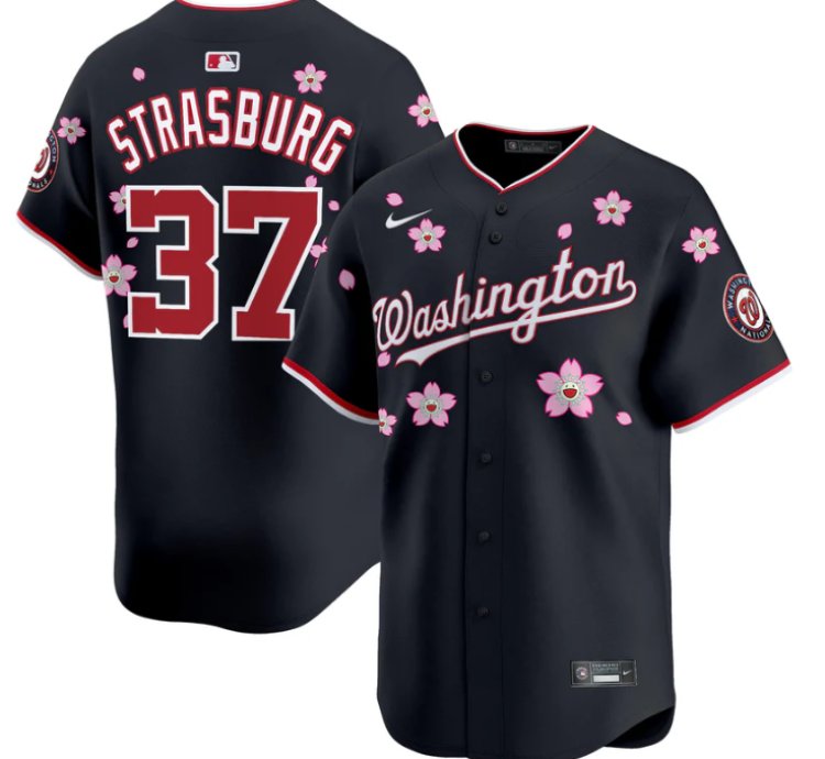 Stephen Strasburg Jersey 37 Washington Nationals Cherry Blossom Vapor Premier Limited Stitched Navy