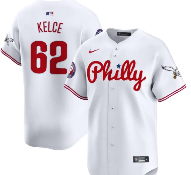 Jason Kelce Jersey 62 Phillies And Eagles Vapor Premier Limited Stitched White