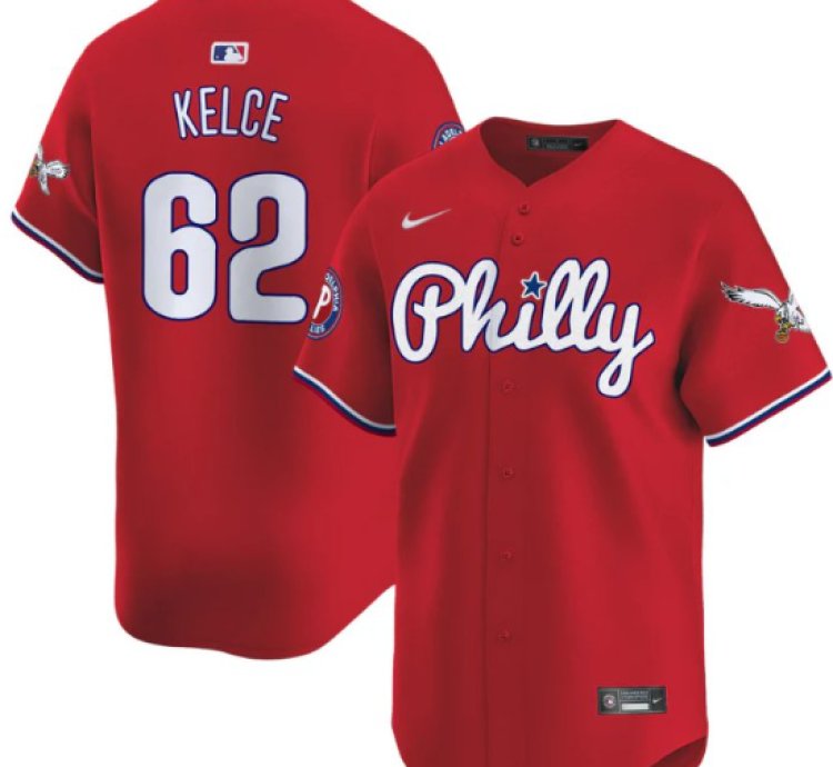 Jason Kelce Jersey 62 Phillies And Eagles Vapor Premier Limited Stitched Red