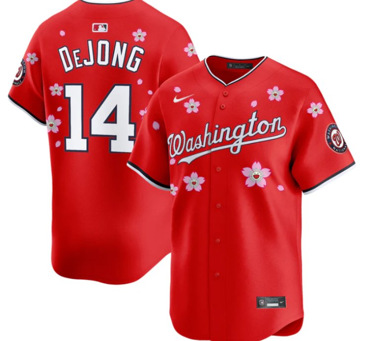 Paul Dejong Jersey 14 Washington Nationals Cherry Blossom Vapor Premier Limited Stitched Red