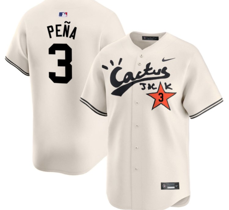Jeremy Pena 3 Houston Astros Cactus Jack Cream Jersey V2