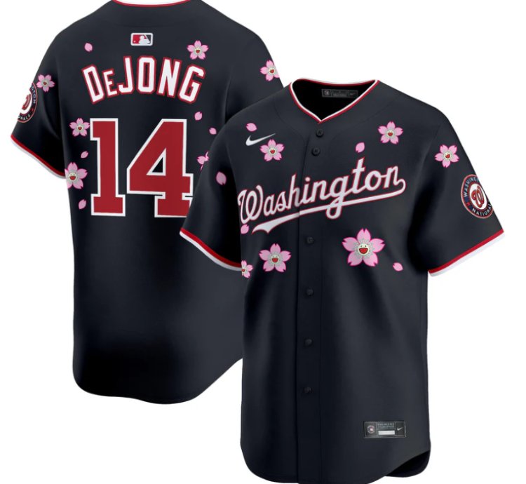 Paul Dejong Jersey 14 Washington Nationals Cherry Blossom Vapor Premier Limited Stitched Navy
