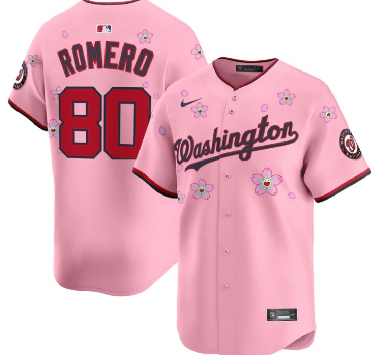 Maxwell Romero Jr Jersey 80 Washington Nationals Cherry Blossom Vapor Premier Limited Stitched