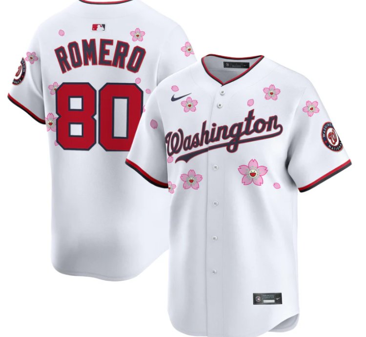 Maxwell Romero Jr Jersey 80 Washington Nationals Cherry Blossom Vapor Premier Limited Stitched White