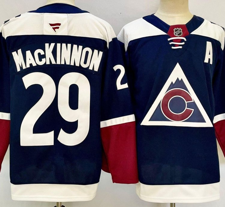 Mens Nathan Mackinnon Jersey 29 Colorado Avalanche Navy All Stitched