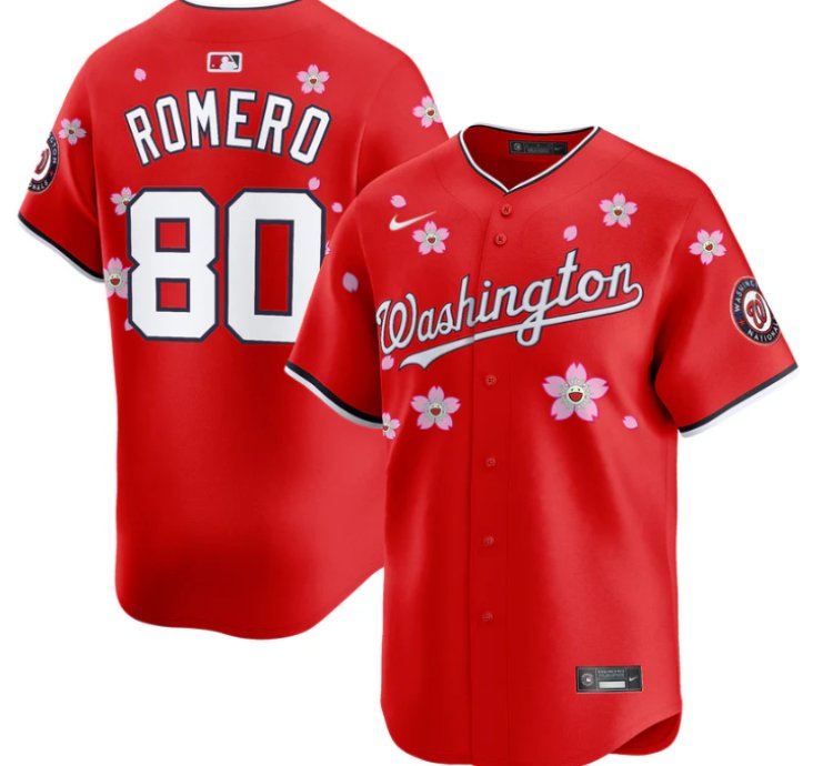 Maxwell Romero Jr Jersey 80 Washington Nationals Cherry Blossom Vapor Premier Limited Stitched Red