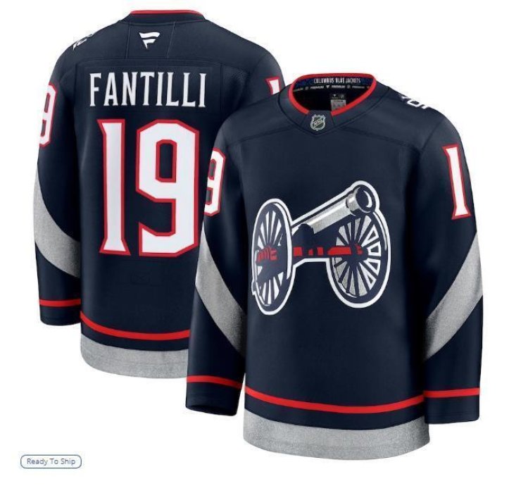Mens Adam Fantilli Jersey 19 Columbus Blue Jackets Navy All Stitched