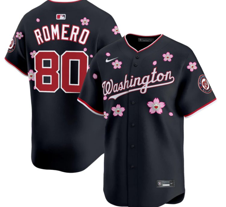 Maxwell Romero Jr Jersey 80 Washington Nationals Cherry Blossom Vapor Premier Limited Stitched Navy