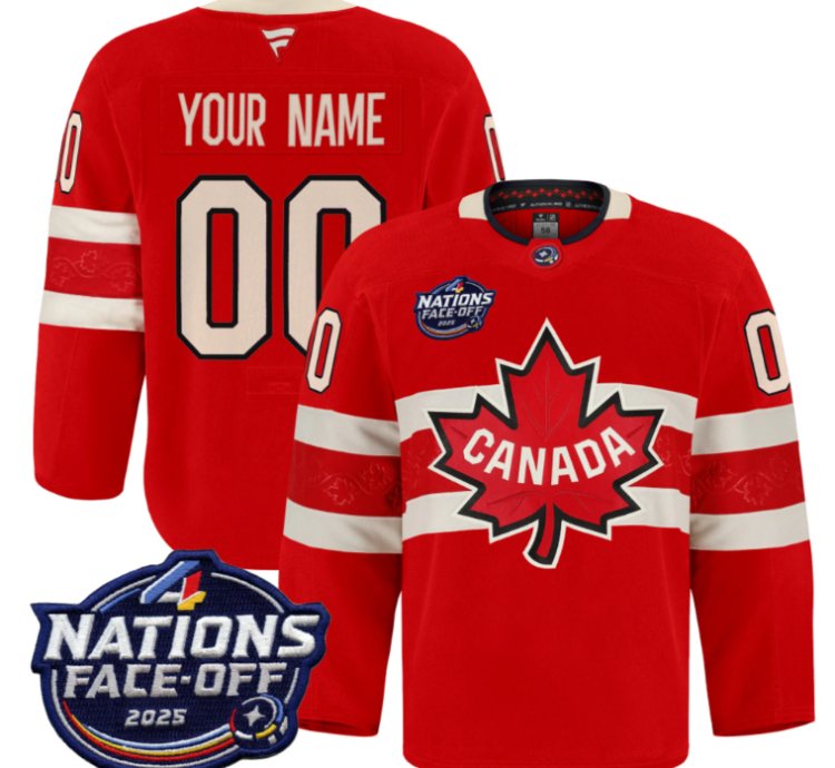 Men Custom Canada Jersey Name Number 4 Nations Face-off 2025 Pro Stitched Red