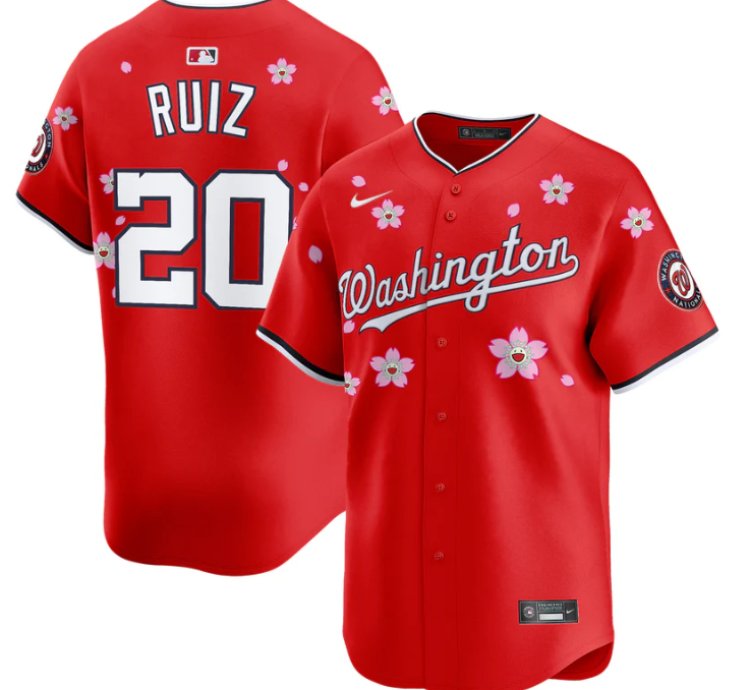 Keibert Ruiz Jersey 20 Washington Nationals Cherry Blossom Vapor Premier Limited Stitched Red