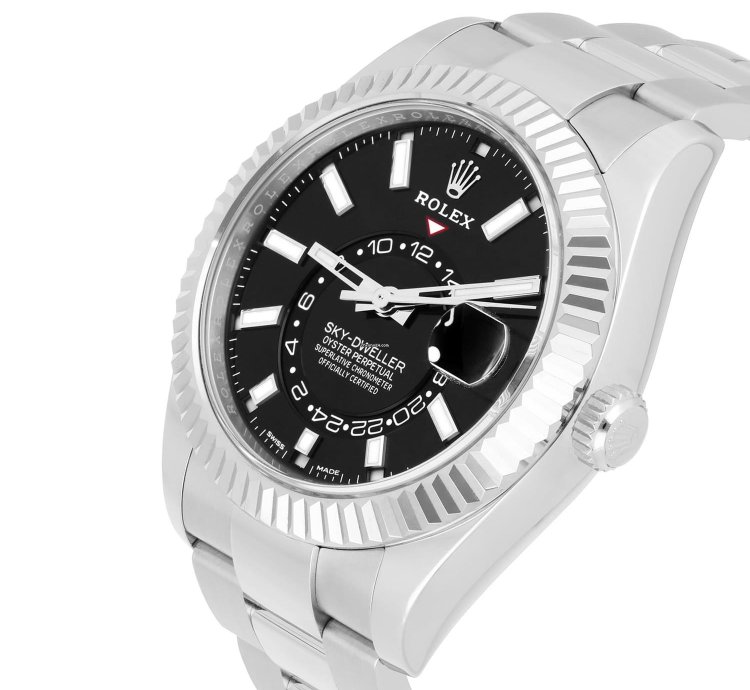 Rolex Sky-dweller 326934 42mm 18k White Gold Bezel Steel Watch Oyster Black 2022