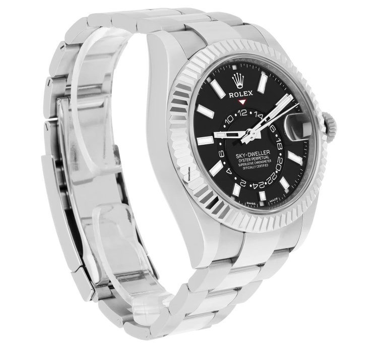 Rolex Sky-dweller 326934 42mm 18k White Gold Bezel Steel Watch Oyster Black 2022