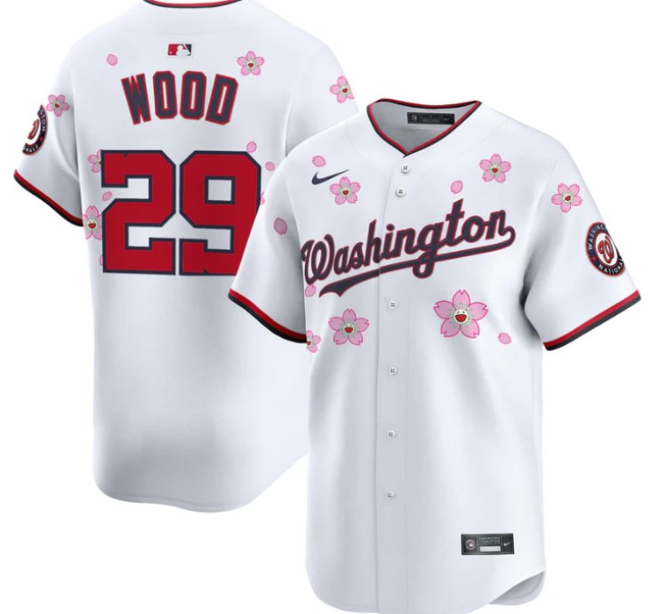 James Wood Jersey 29 Washington Nationals Cherry Blossom Vapor Premier Limited Stitched White