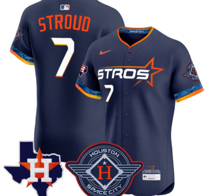 Cj Stroud Jersey 7 Houston Astros 2025 City Connect Texas Patch Premier Elite Stitched Navy