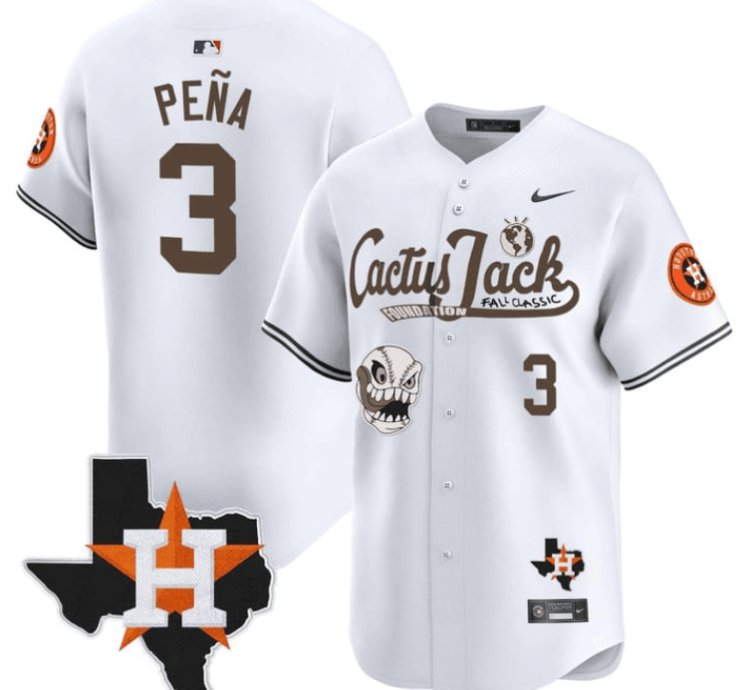 Jeremy Pena 3 Houston Astros Cactus Jack Foundation Fall Classic Limited Jersey White