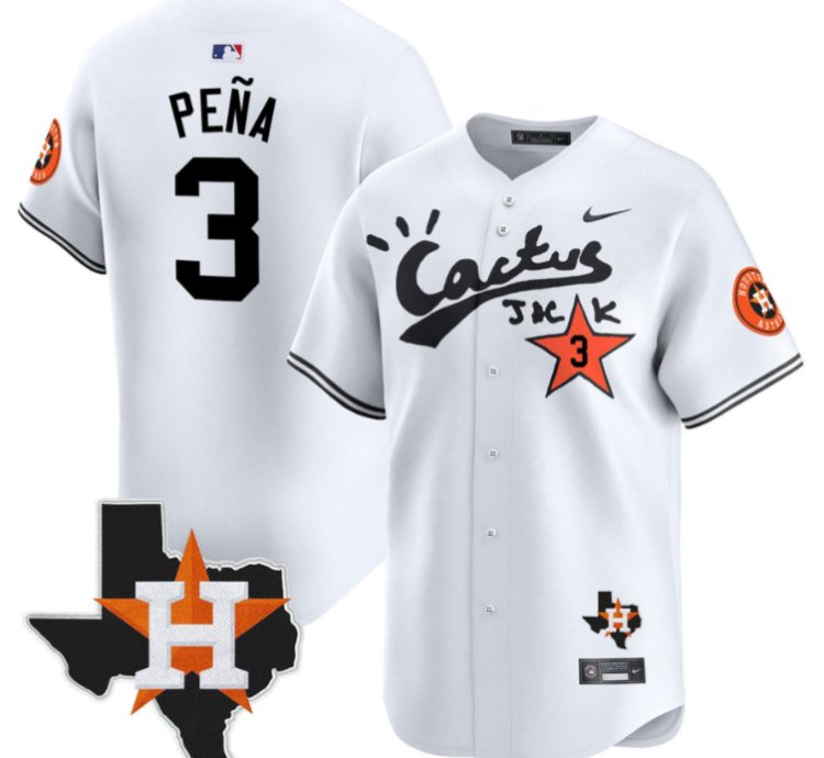 Jeremy Pena 3 Houston Astros Cactus Jack Houston Patch Limited Jersey White