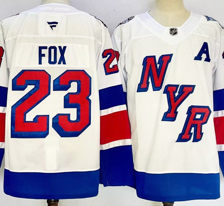 Mens Adam Fox Jersey 23 New York Rangers White Alternate Stitched